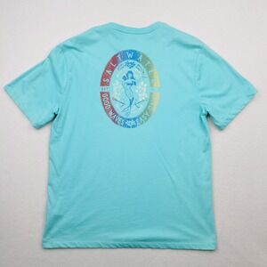 Izod Shirt Mens Large Blue Saltwater Mermaid Good Waves Easy Days Surf Beach